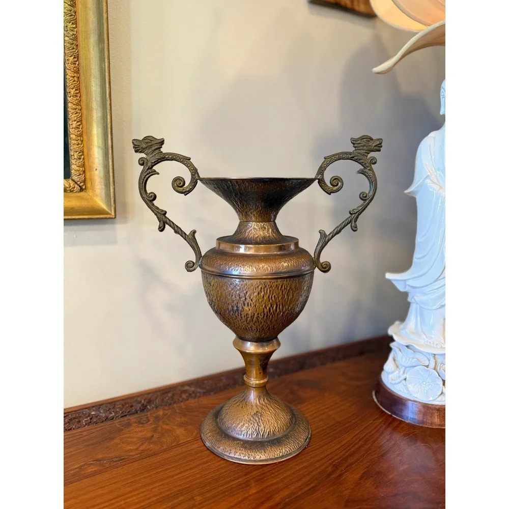 Vintage‎ Italian Copper Urn Vase with Griffin Handles